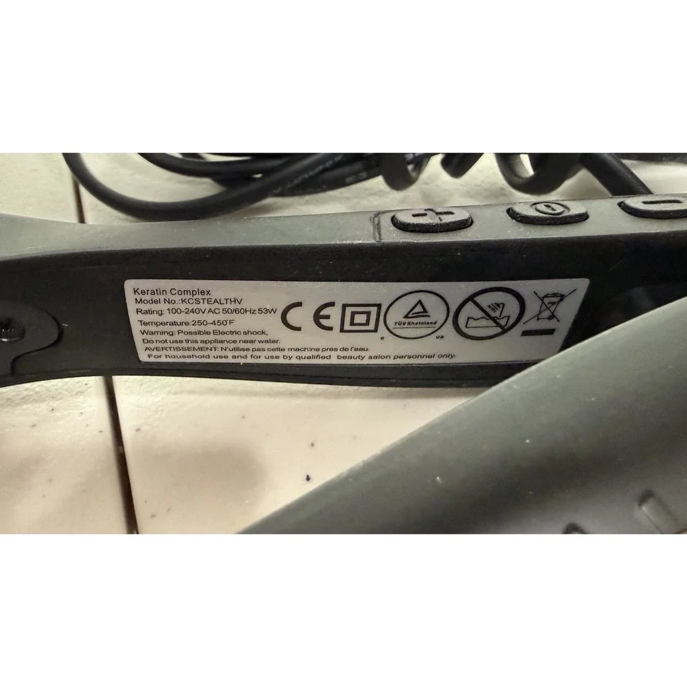 Keratin Complex KCSTEALTHV Flat Iron Straightener 450°F 53W Black 100-240V